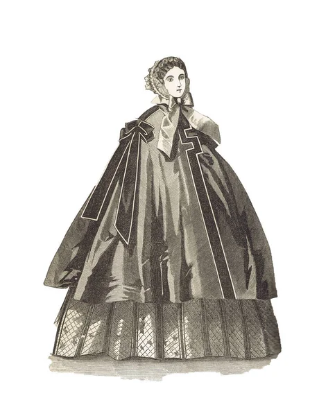 维多利亚时代时尚杂志上一个女人的纵向照片 — 图库照片