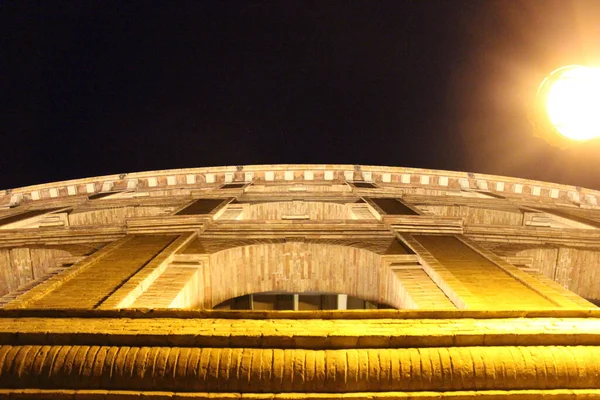 Vue Angle Bas Façade Illuminée Plaza Toros Valencia Nuit — Photo