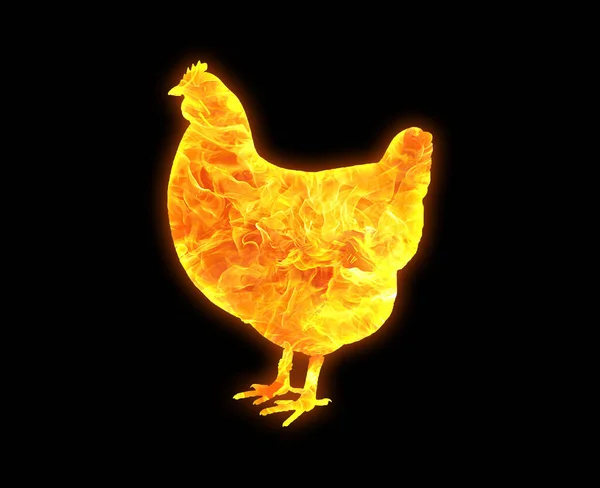 Illustrazione Una Figura Luminosa Pollo Dorato Isolato Uno Sfondo Nero — Foto Stock