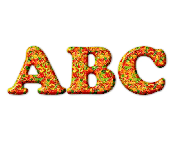 Eine Farbenfrohe Illustration Der Englischen Buchstaben Abc Auf Weißem Hintergrund — Stockfoto
