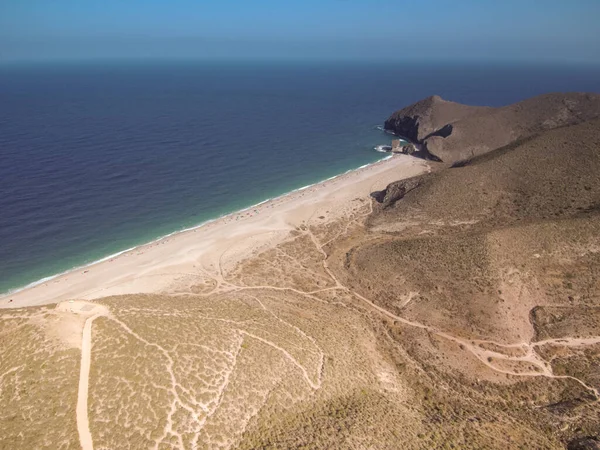 Eine Luftaufnahme Strand Los Muertos Almeria Andalusien Spanien — Stockfoto