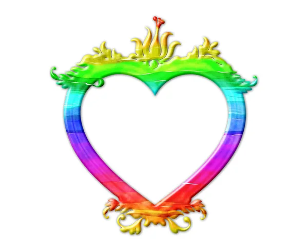 Colorful Illustration Heart Shaped Frame White Background — Stock Photo, Image