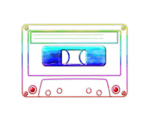 白い背景に虹色のカセットテープの孤立したイラスト — ストック写真