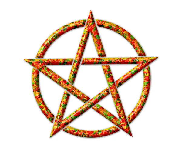 Kolorowa Ilustracja Znaku Pentagramu Białym Tle — Zdjęcie stockowe
