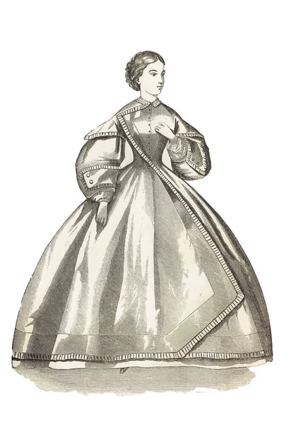 Een Prachtige Illustratie Uit Een Vintage 1861 Modeblad — Stockfoto