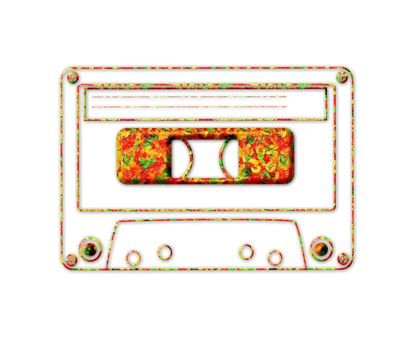 Een Geïsoleerde Illustratie Van Een Kleurrijke Cassette Tape Een Witte — Stockfoto