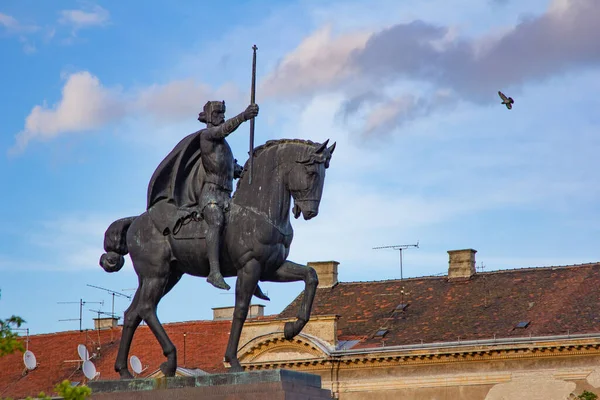 Zagreb Croácia Abril 2012 Estátua Rei Tomislau Primeiro Rei Croata — Fotografia de Stock