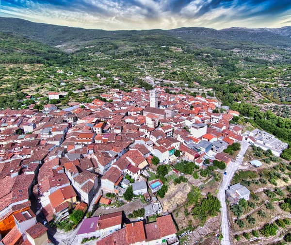 Egy Légi Felvétel Garganta Olláról Village Extremadura Spanyolország — Stock Fotó