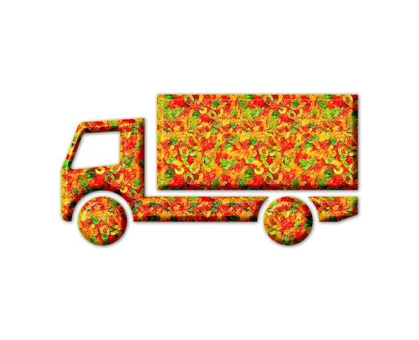 Eine Isolierte Illustration Eines Bunten Lastwagens Auf Weißem Hintergrund — Stockfoto