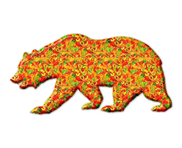 Uma Ilustração Urso Ambulante Cheio Textura Marmelada Mastigação Fundo Branco — Fotografia de Stock