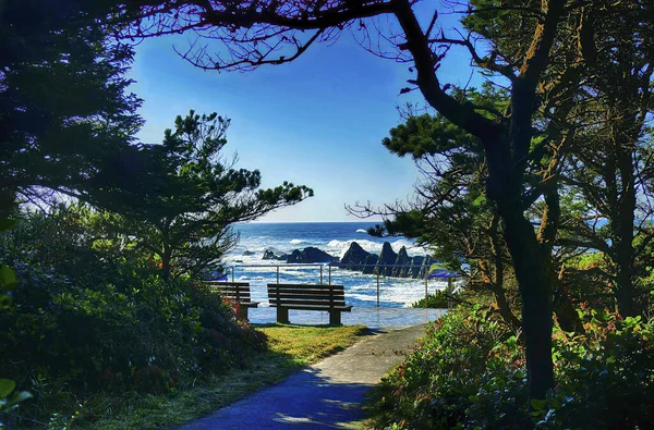 Peaceful Place Sit Ocean Newport Oregon — Stock Photo, Image