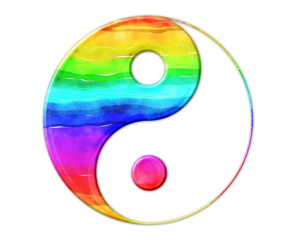 Eine Isolierte Illustration Eines Regenbogenfarbenen Ying Und Yang Symbols Auf — Stockfoto