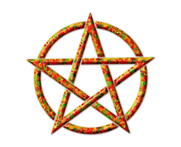 Ilustracja Kolorowego Symbolu Pentagramu Wyizolowanego Białym Tle — Zdjęcie stockowe