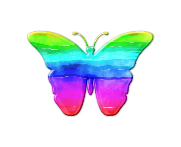 Una Ilustración Una Mariposa Color Arco Iris Aislada Sobre Fondo — Foto de Stock
