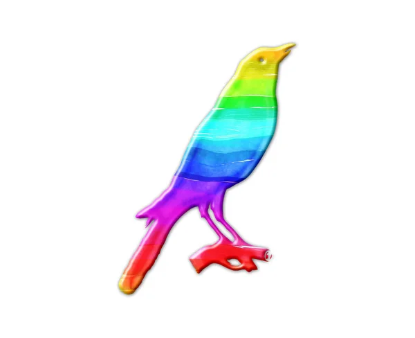 Illustration Rainbow Colored Bird Isolated White Background — Stock Photo, Image