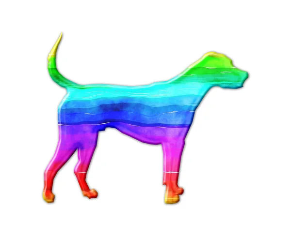 白い背景に虹色の犬の孤立したイラスト — ストック写真