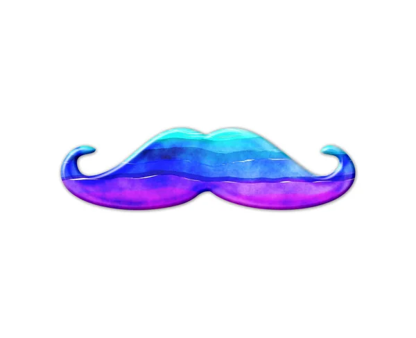 Illustration Colorful Mustache Isolated White Background — Stock Photo, Image