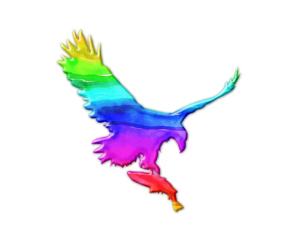 Eine Illustration Eines Regenbogenfarbenen Adlers Isoliert Auf Weißem Hintergrund — Stockfoto