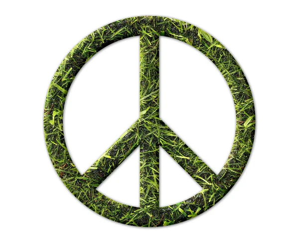 Peace Symbol Grass Texture Isolated White Background — Stock Photo, Image