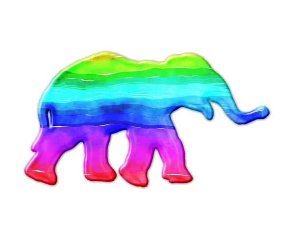 Una Ilustración Elefante Color Arco Iris Isaolted Sobre Fondo Blanco —  Fotos de Stock