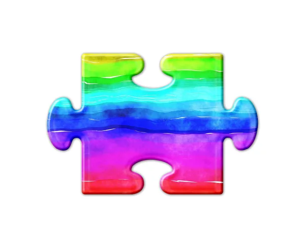 Een Illustratie Van Een Regenboog Kleurig Puzzelstuk Geïsoleerd Een Witte — Stockfoto