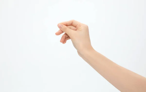 Closeup Shot Hand Gesturing Snapping Isolated White Background — Stock Photo, Image