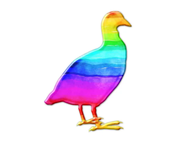 Illustration Rainbow Colored Quail Isolated White Background — Stock Photo, Image