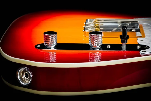 Plan Rapproché Une Guitare Électrique Fender Telecaster Isolée Sur Fond — Photo