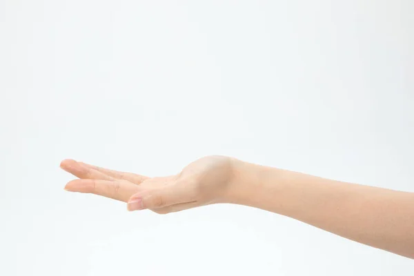 Closeup Shot Hand Palm Facing Isolated White Background — Stock Photo, Image