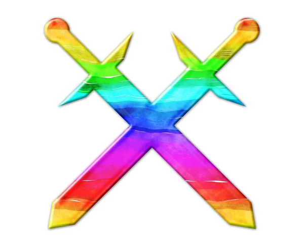 Illustration Colorful Crossed Swords White Background — Stock Photo, Image