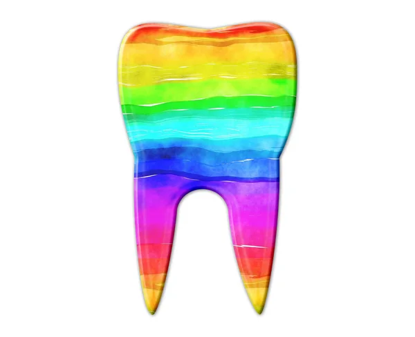 Ilustrace Barevného Zubu Bílém Pozadí — Stock fotografie