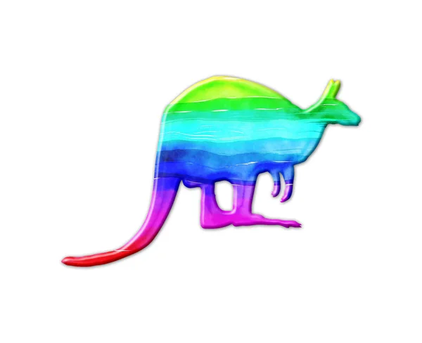Illustration Regnbågsfärgad Känguru Isolerad Vit Bakgrund — Stockfoto