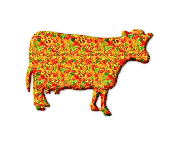 Illustration Colorful Cow Isolated White Background — Stock Photo, Image