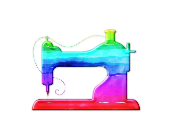 白地に隔離された虹色のミシンのイラスト — ストック写真