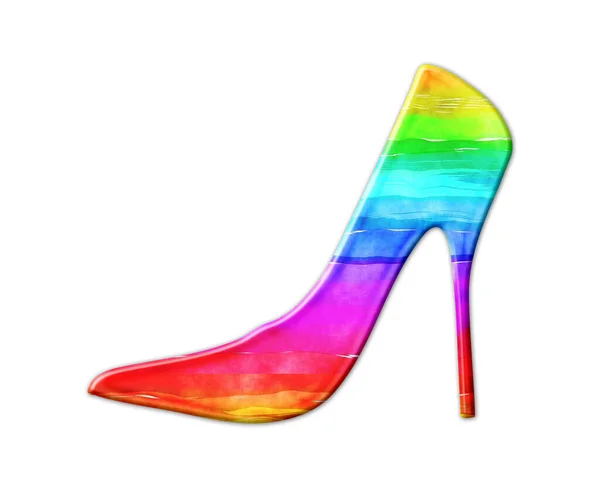 Illustrazione Isolata Scarpe Stiletto Color Arcobaleno Sfondo Bianco — Foto Stock