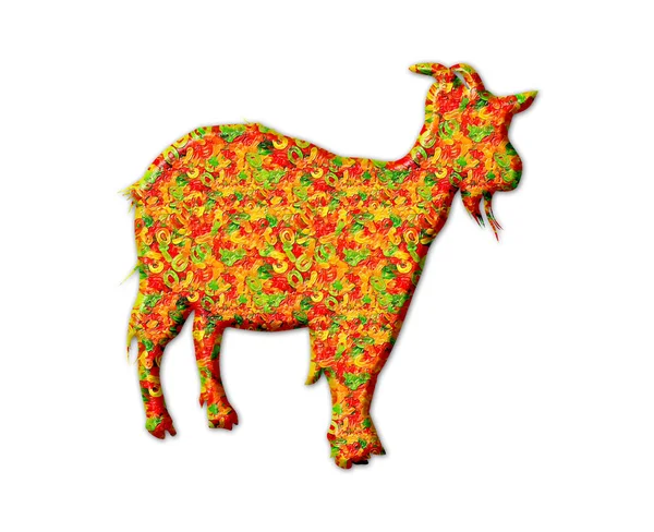 Illustration Colorful Goat Isolated White Background — Stock Photo, Image