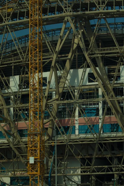 Een Verticaal Schot Van Het Stadion Constructie Qatar — Stockfoto