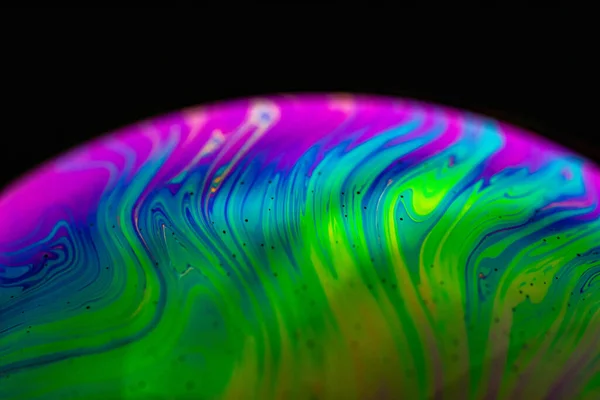 Szczegółowy Makro Strzał Bańki Mydlanej Abstrakcyjny Kolorowy Wzór — Zdjęcie stockowe