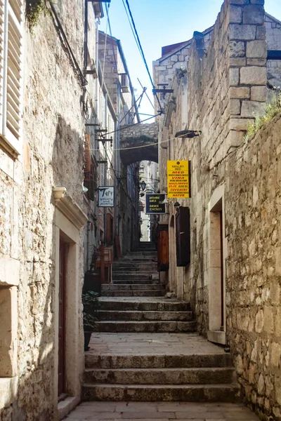 Korula Croatia Jan 2021 Smalle Straat Van Het Eiland Korcula — Stockfoto