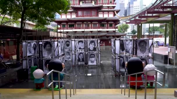 Singapour Janvier 2021 Vue Place Kreta Ayer Chinatown Installation Avec — Video