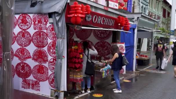Singapore January 2021 People Buying Chinese New Year Decorations Chinatown — Stok video