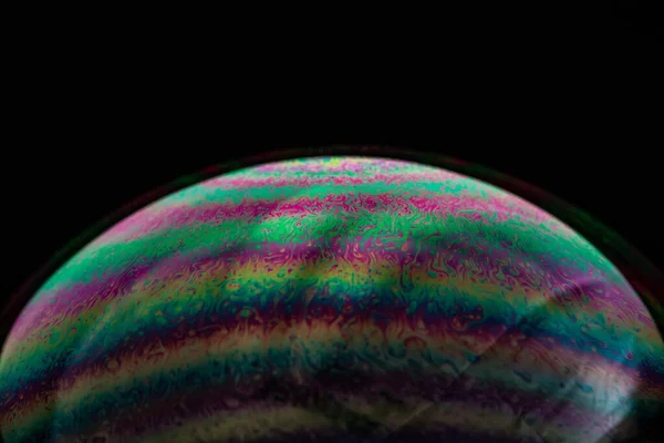 Tiro Macro Detalhado Uma Bolha Sabão Padrão Abstrato Colorido — Fotografia de Stock