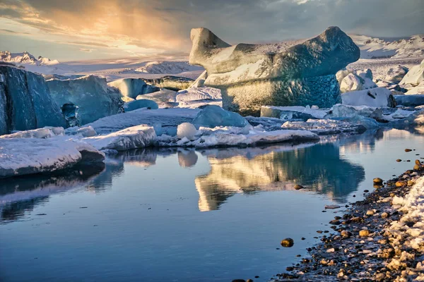 Uma Bela Vista Lagoa Glaciar Jokulsarlon Islândia — Fotografia de Stock