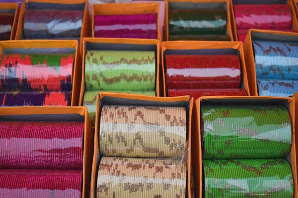 Closeup Shot Multi Colored Bracelets Open Air Market — Stock Photo, Image