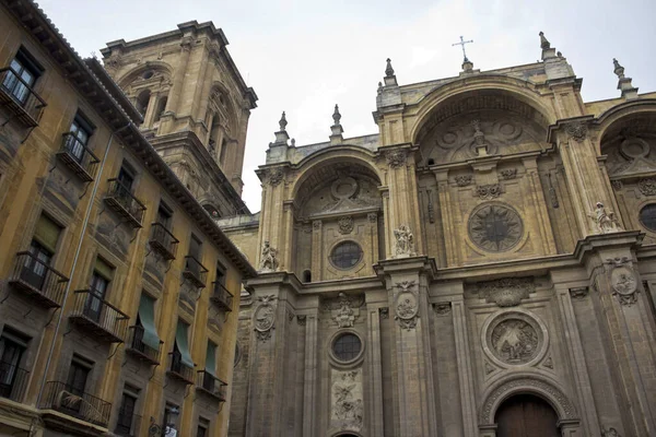 Fachada Com Campanário Catedral Granada Catedral Encarnação Santa Iglesia Catedral — Fotografia de Stock