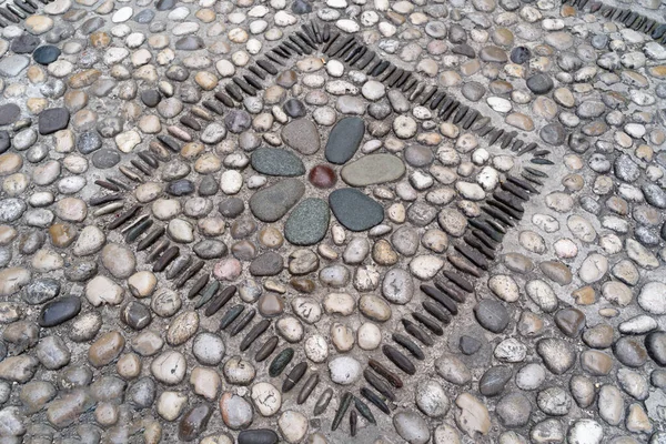 石畳の歩道の質感を小石で舗装 — ストック写真