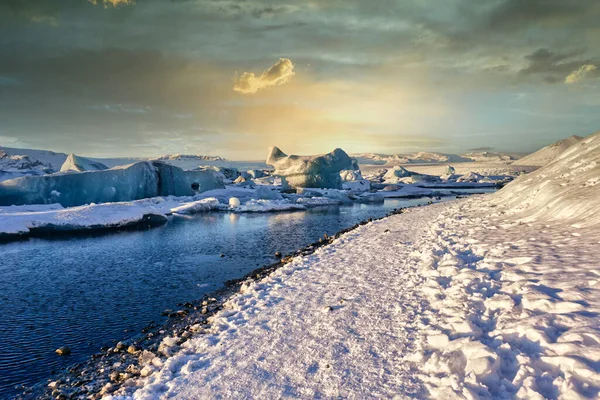 Une Belle Vue Sur Lagune Glacier Jokulsarlon Islande — Photo