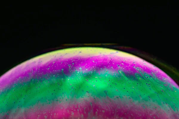 Una Macro Foto Detallada Una Burbuja Jabón Patrón Abstracto Colorido — Foto de Stock