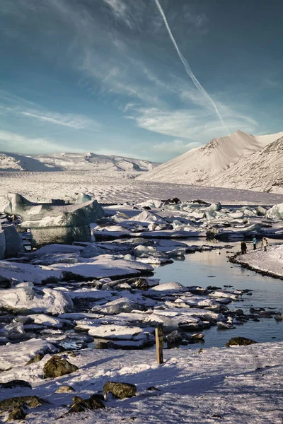 Disparo Vertical Laguna Glaciar Jokulsarlon Islandia —  Fotos de Stock