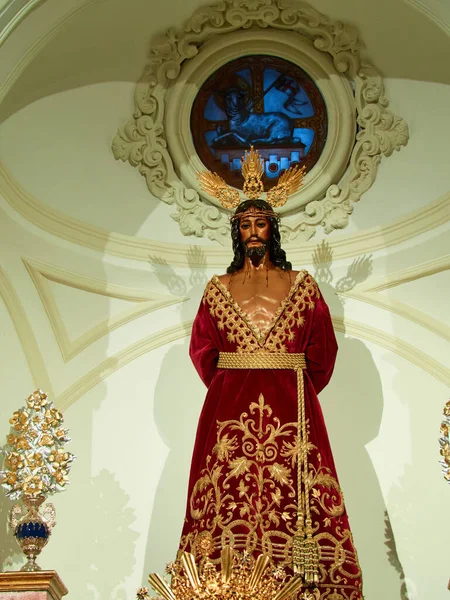 Вертикальний Варіант Скульптури Ісуса Христа Малазькій Церкві Іспанії — стокове фото